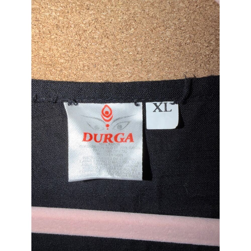 Durga embroidered black dress with multicolor short XL resort vacation tropical - Picture 3 of 5